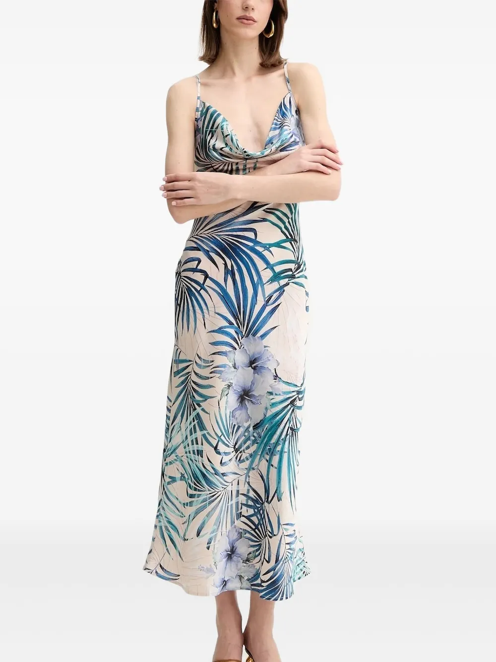 GUESS USA floral-print slip dress Beige