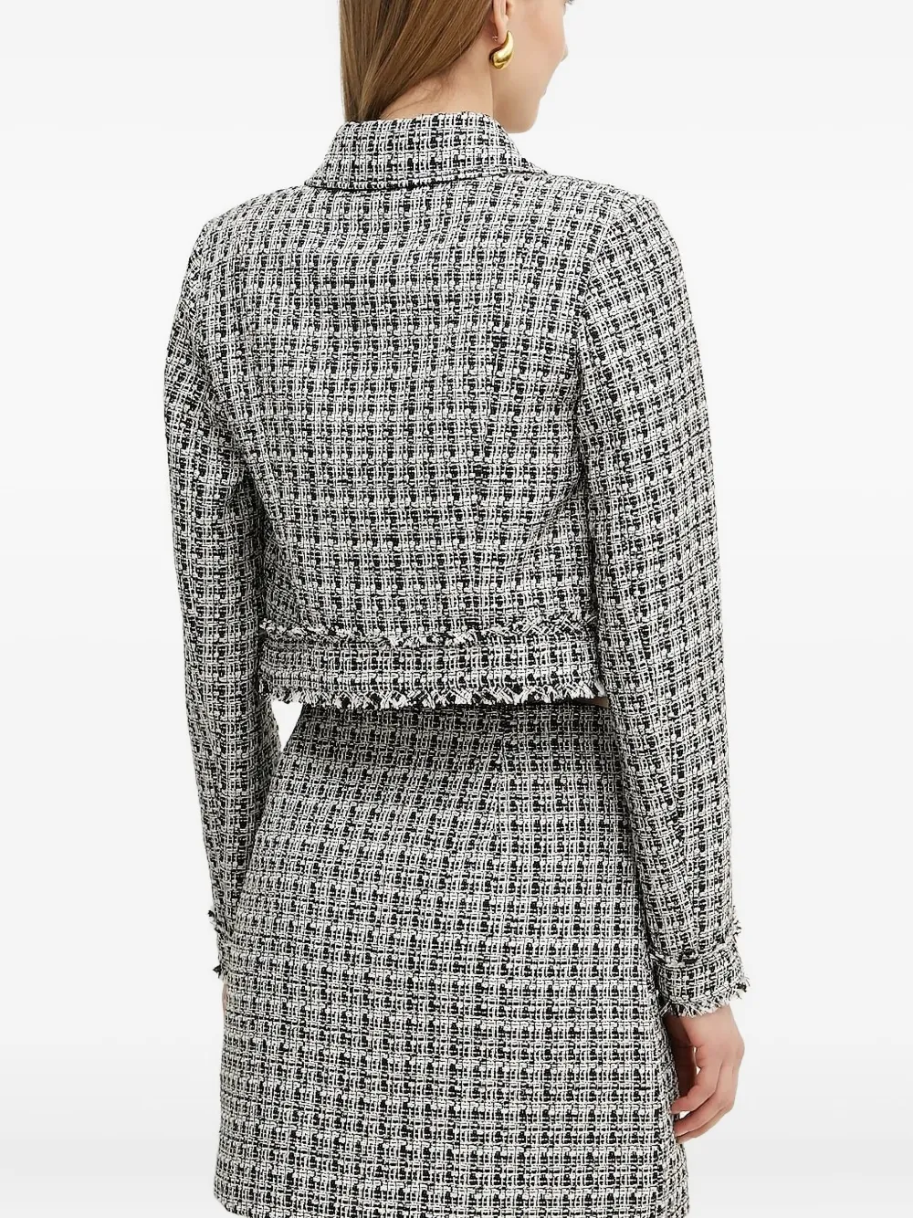 Guess Usa Embellished Tweed Jacket In Gray
