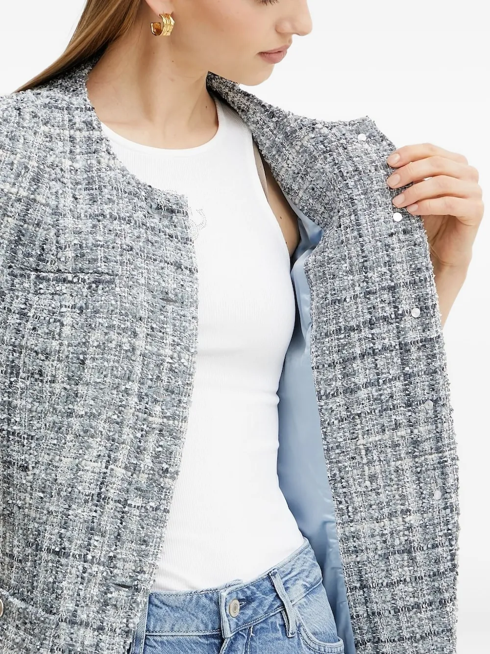 GUESS USA Tweed mouwloos gilet Grijs