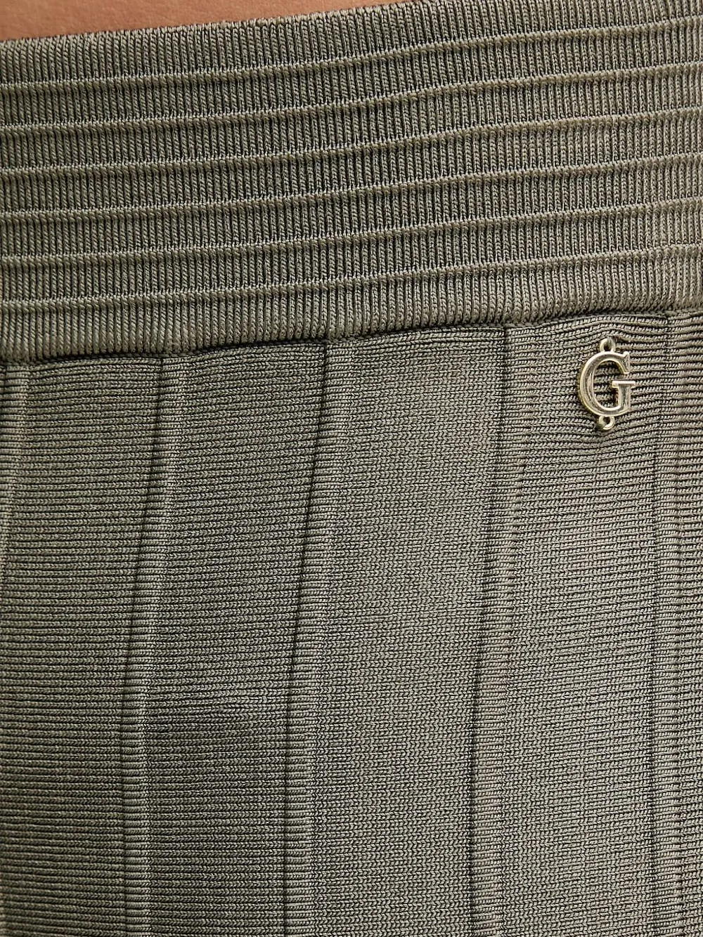 Guess Usa Ribbed Flared Mini Skirt In Green