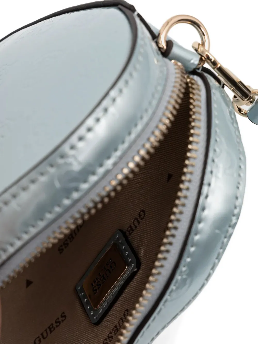 GUESS USA Hartvormige leren crossbodytas met reliëf Blauw
