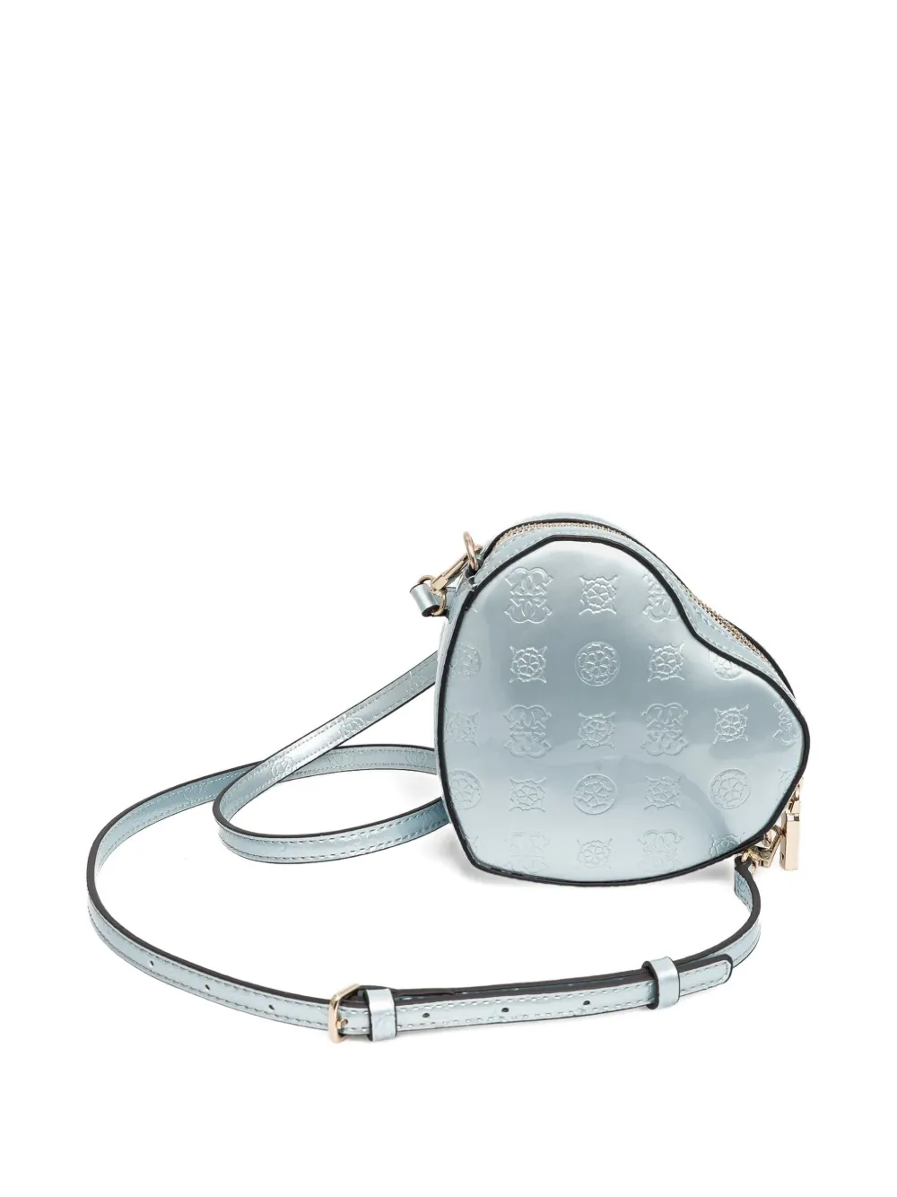 GUESS USA Hartvormige leren crossbodytas met reliëf Blauw
