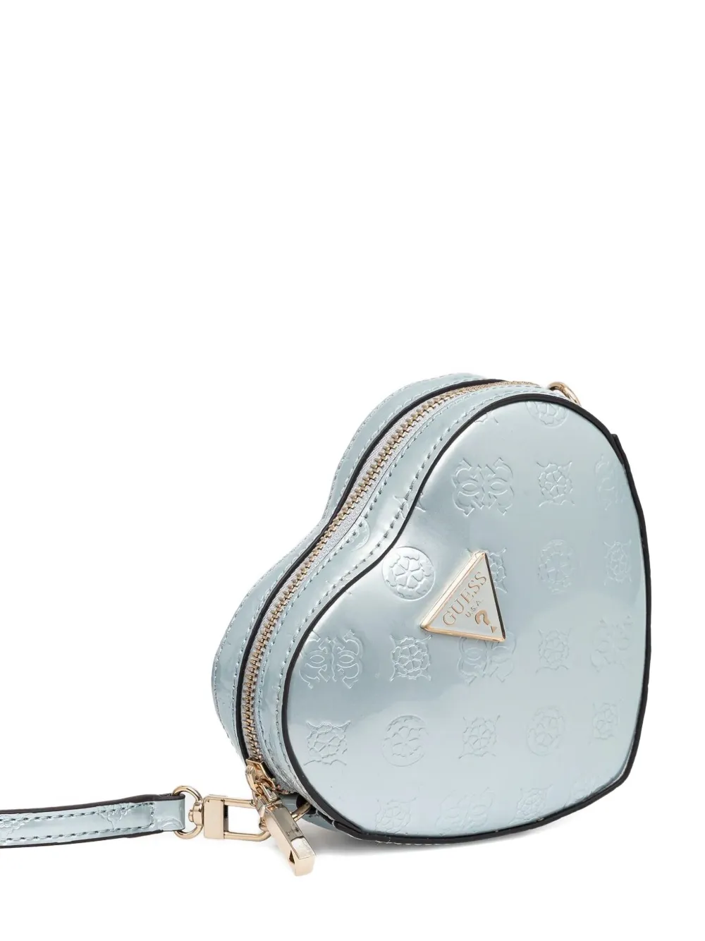 GUESS USA Hartvormige leren crossbodytas met reliëf Blauw