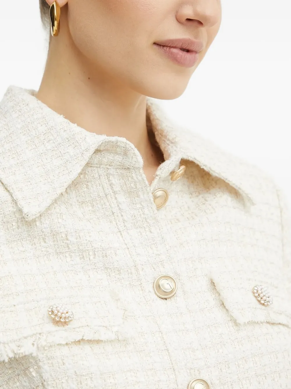 GUESS USA Tweed jack verfraaid met parels Wit