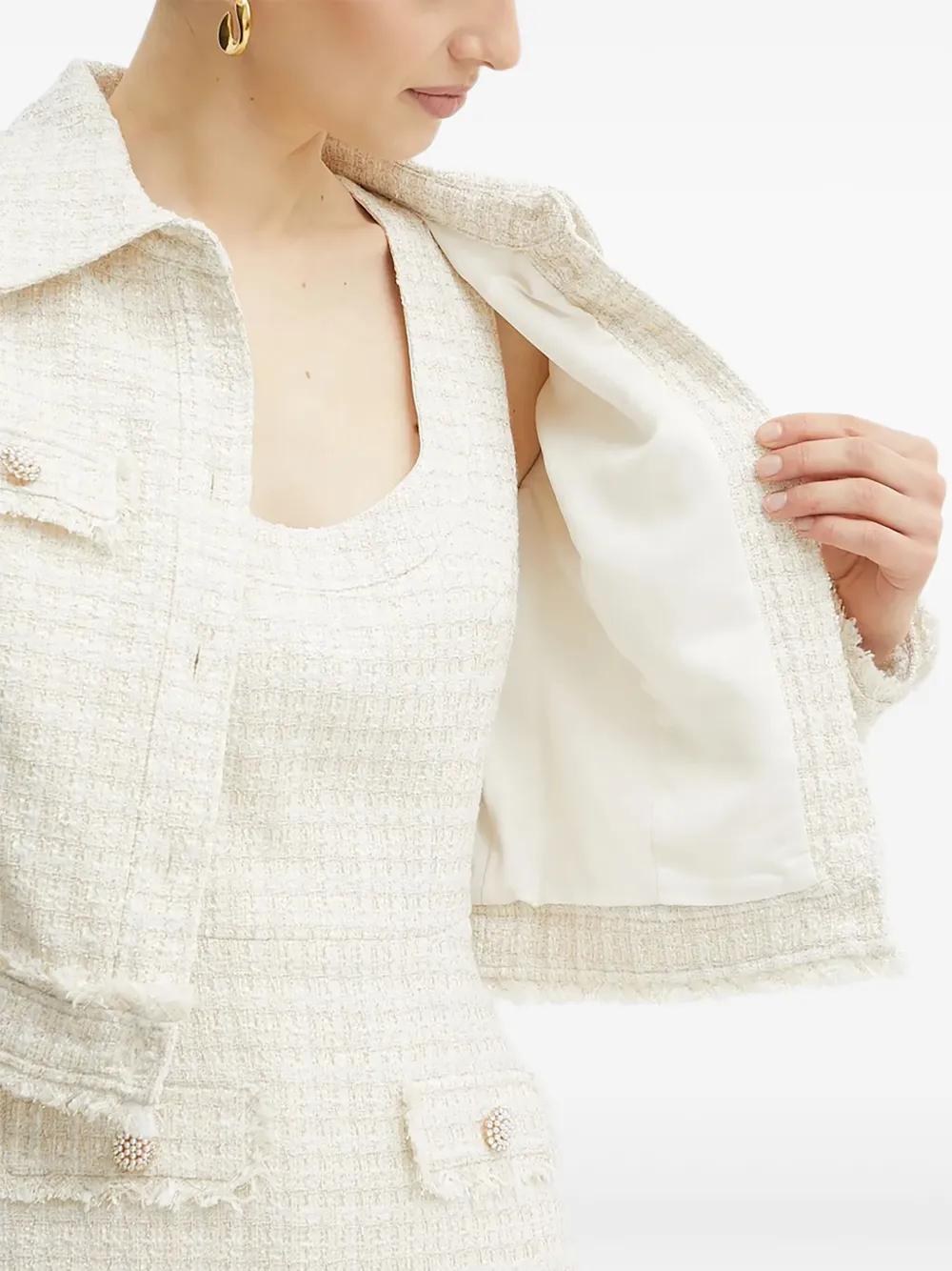 GUESS USA Tweed jack verfraaid met parels Wit