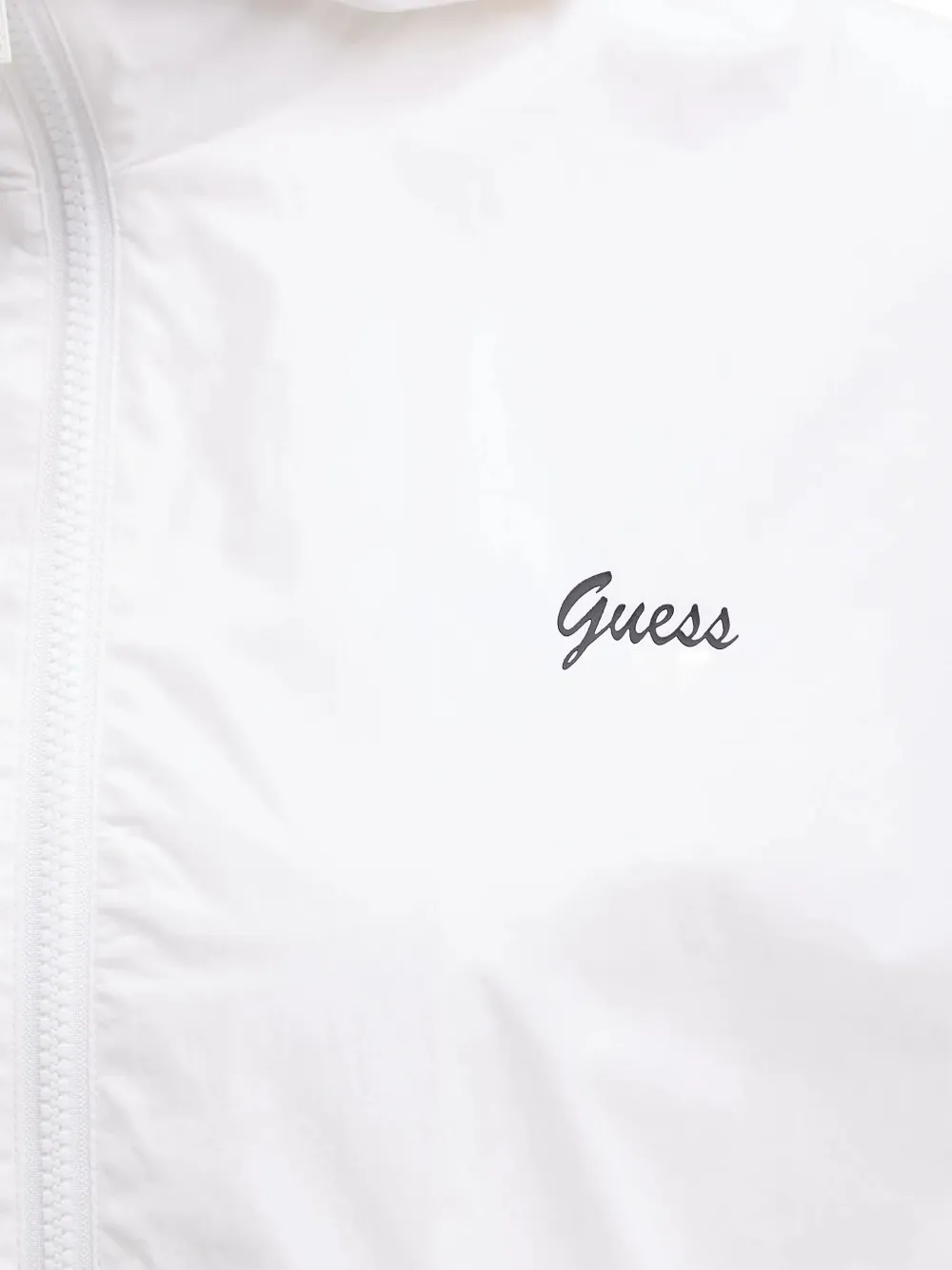 Guess Usa Hooded Zip-front Jacket In White