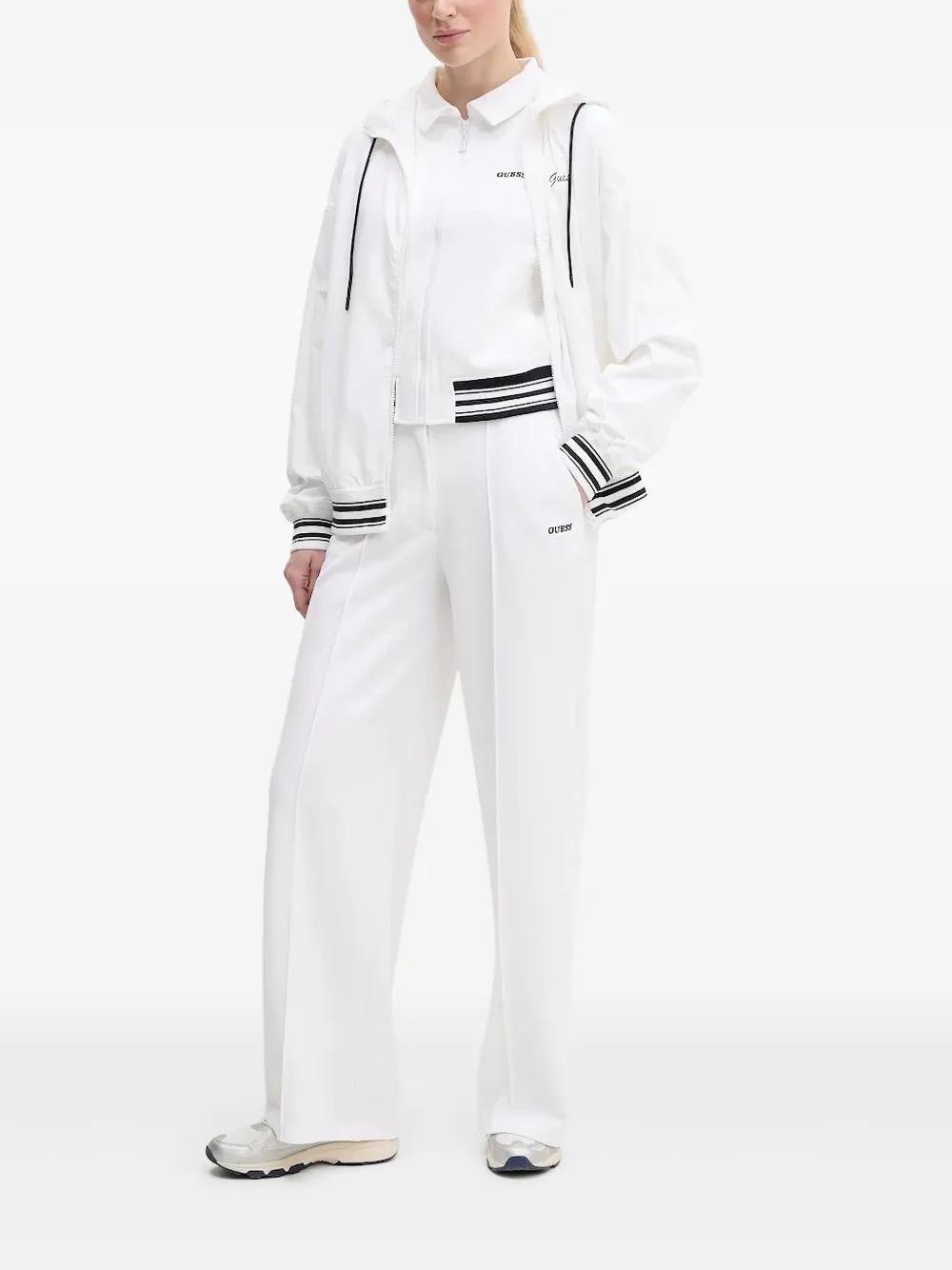 Guess Usa Hooded Zip-front Jacket In White