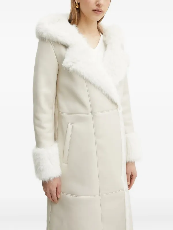 GUESS USA faux-fur-trimmed Hooded Coat Neutrals FARFETCH LB