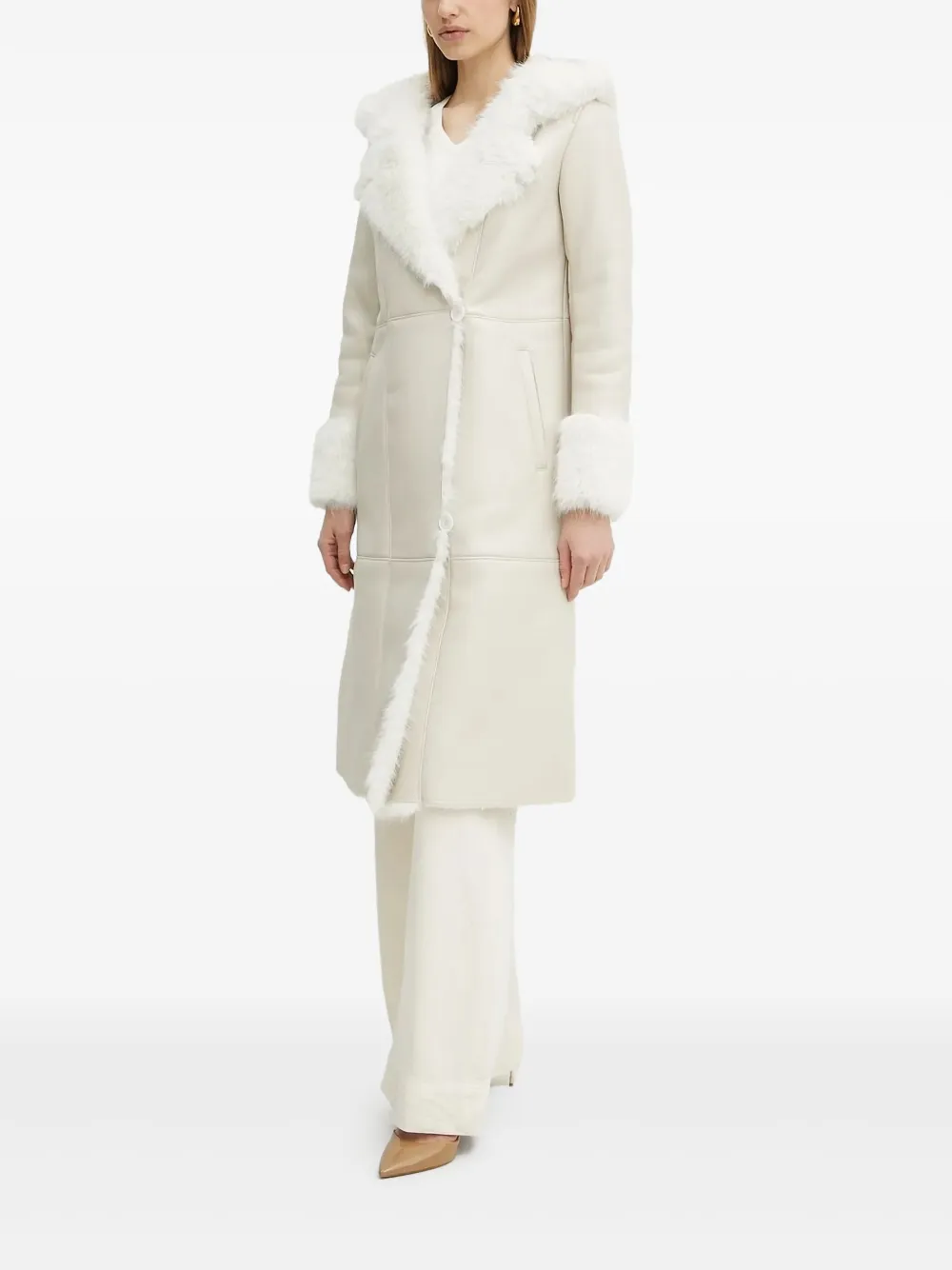 GUESS USA Jas met afwerking van imitatiebont en capuchon Beige