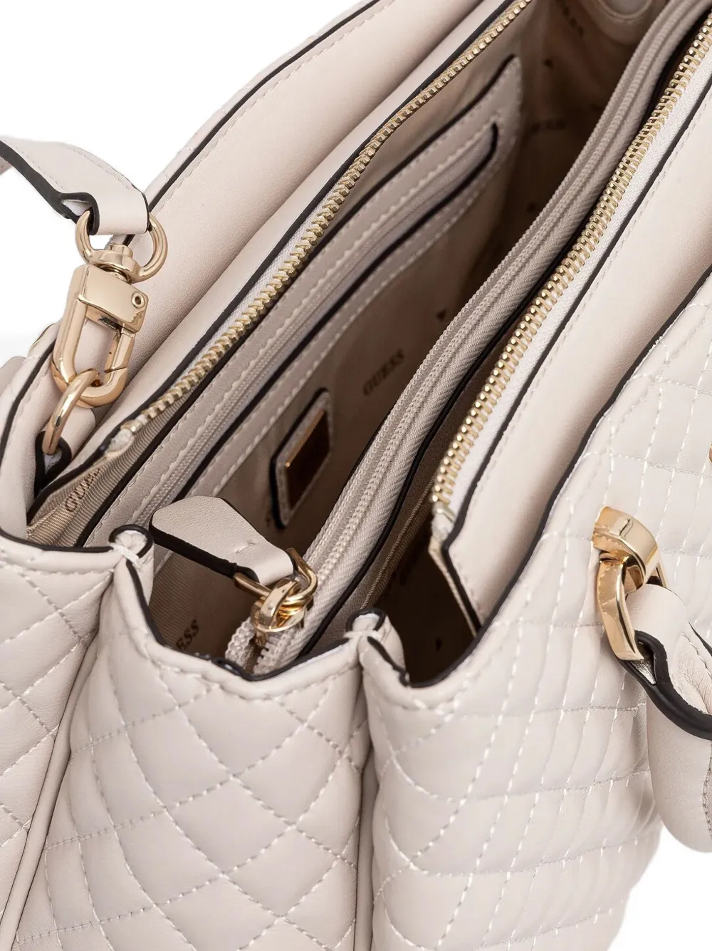 GUESS USA Gewatteerde leren tas met handvat Beige