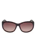 GUESS EYEWEAR logo-detail oval-frame sunglasses - Brown