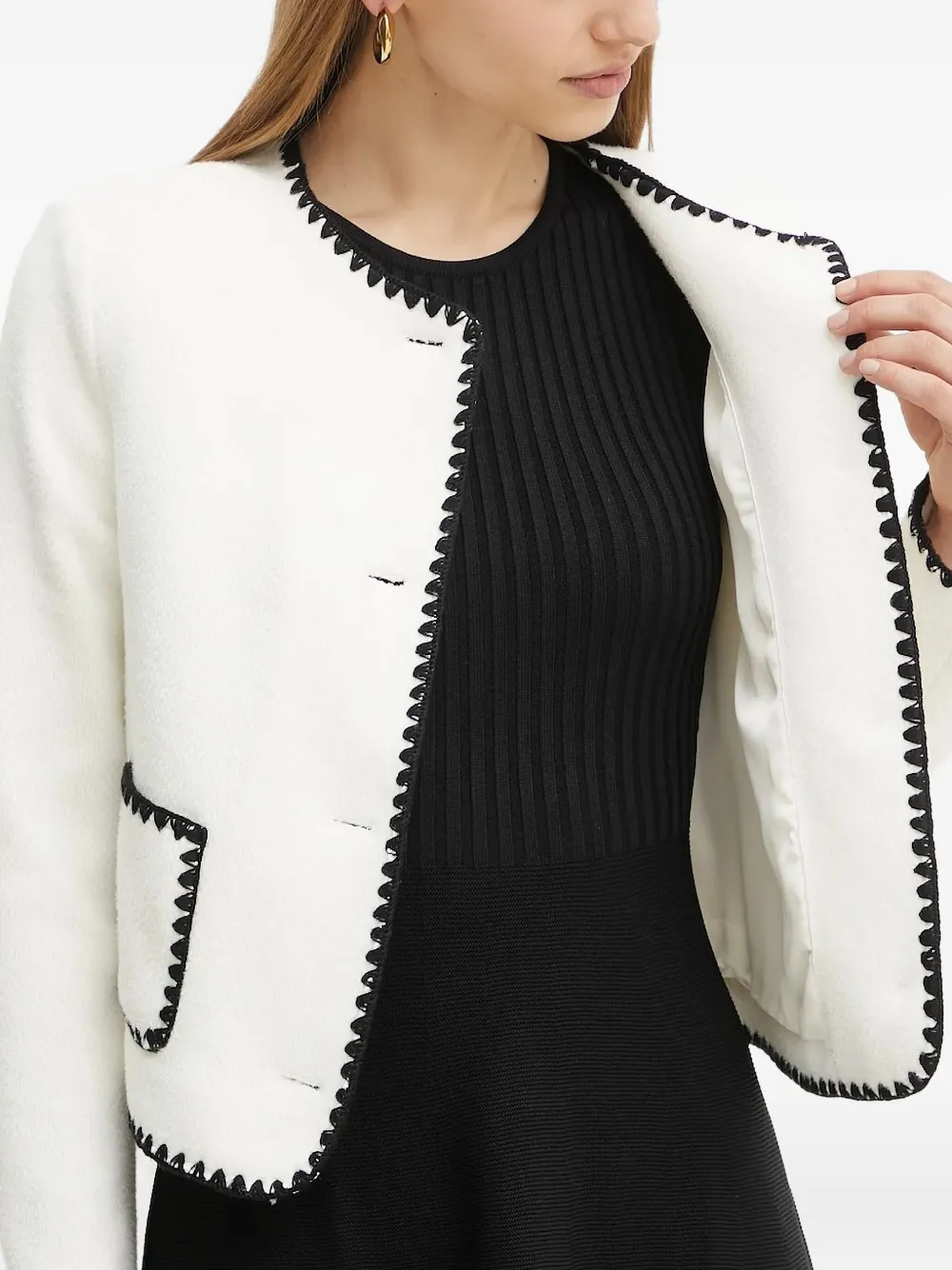 Guess Usa Crochet-trimmed Buttoned Jacket In White