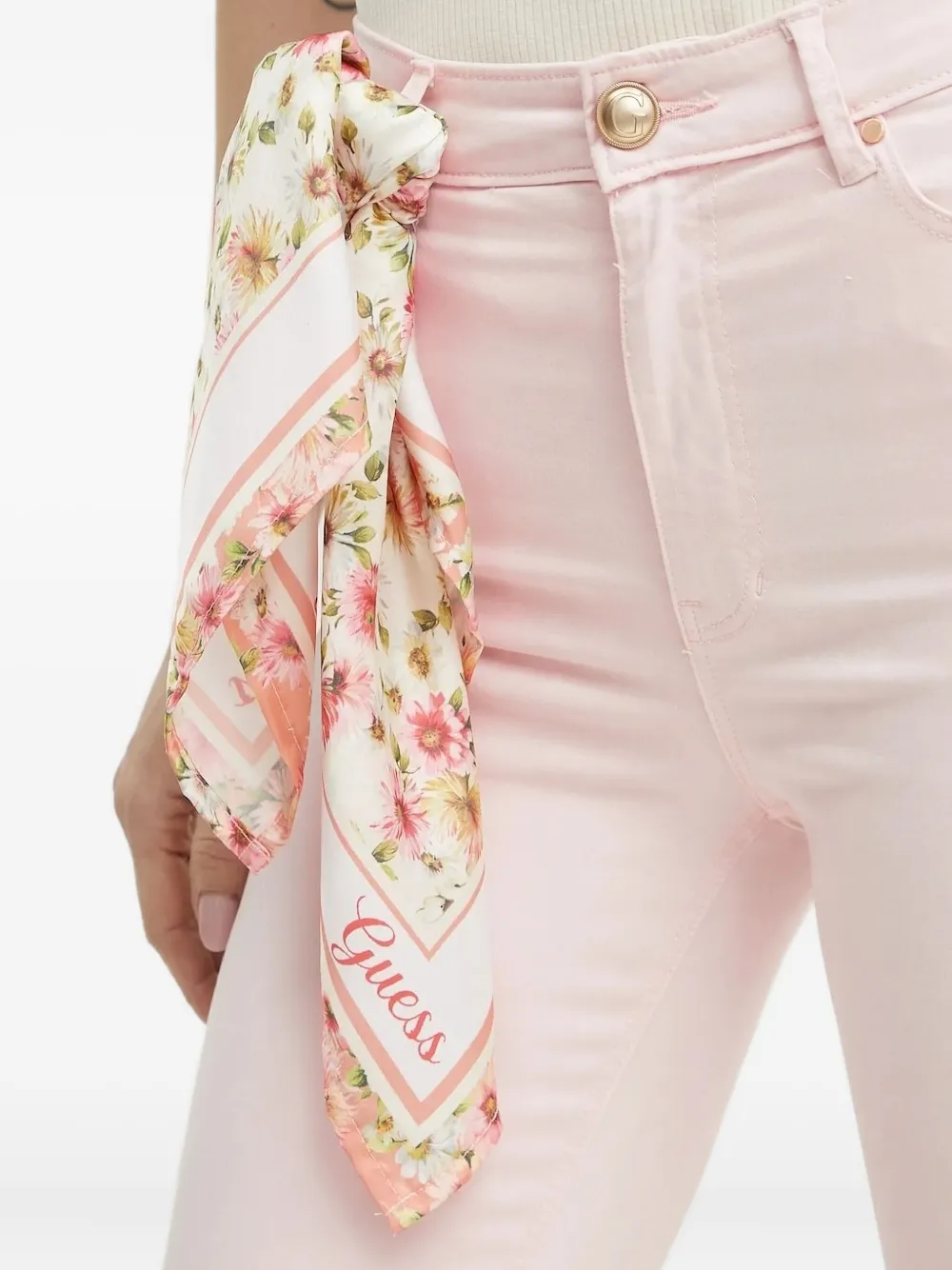 GUESS USA Denim jeans met vijf zakken en logodetail Roze