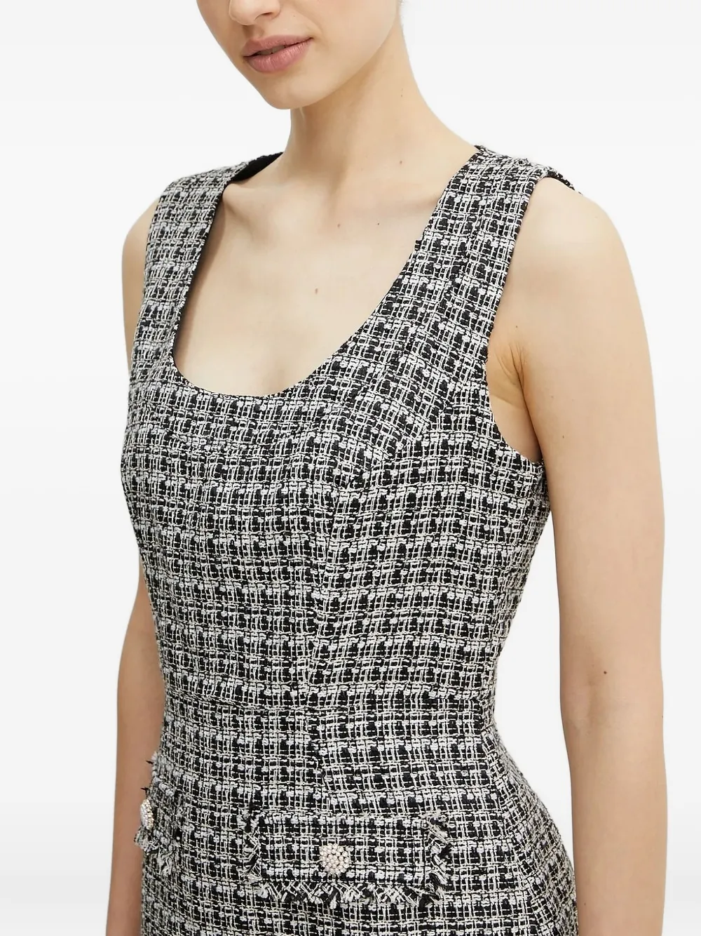 GUESS USA tweed embellished dress Zwart