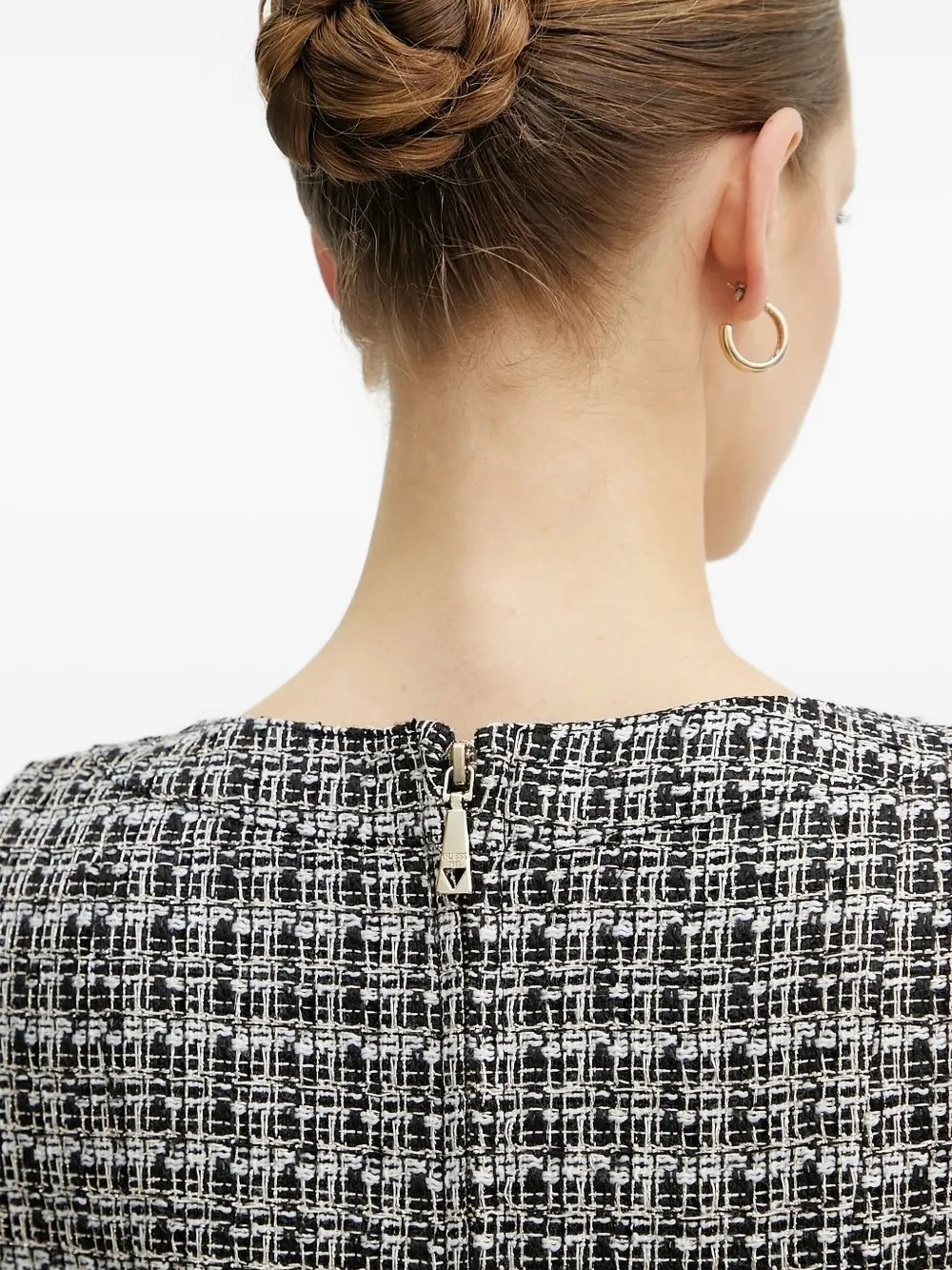 GUESS USA tweed embellished dress Zwart