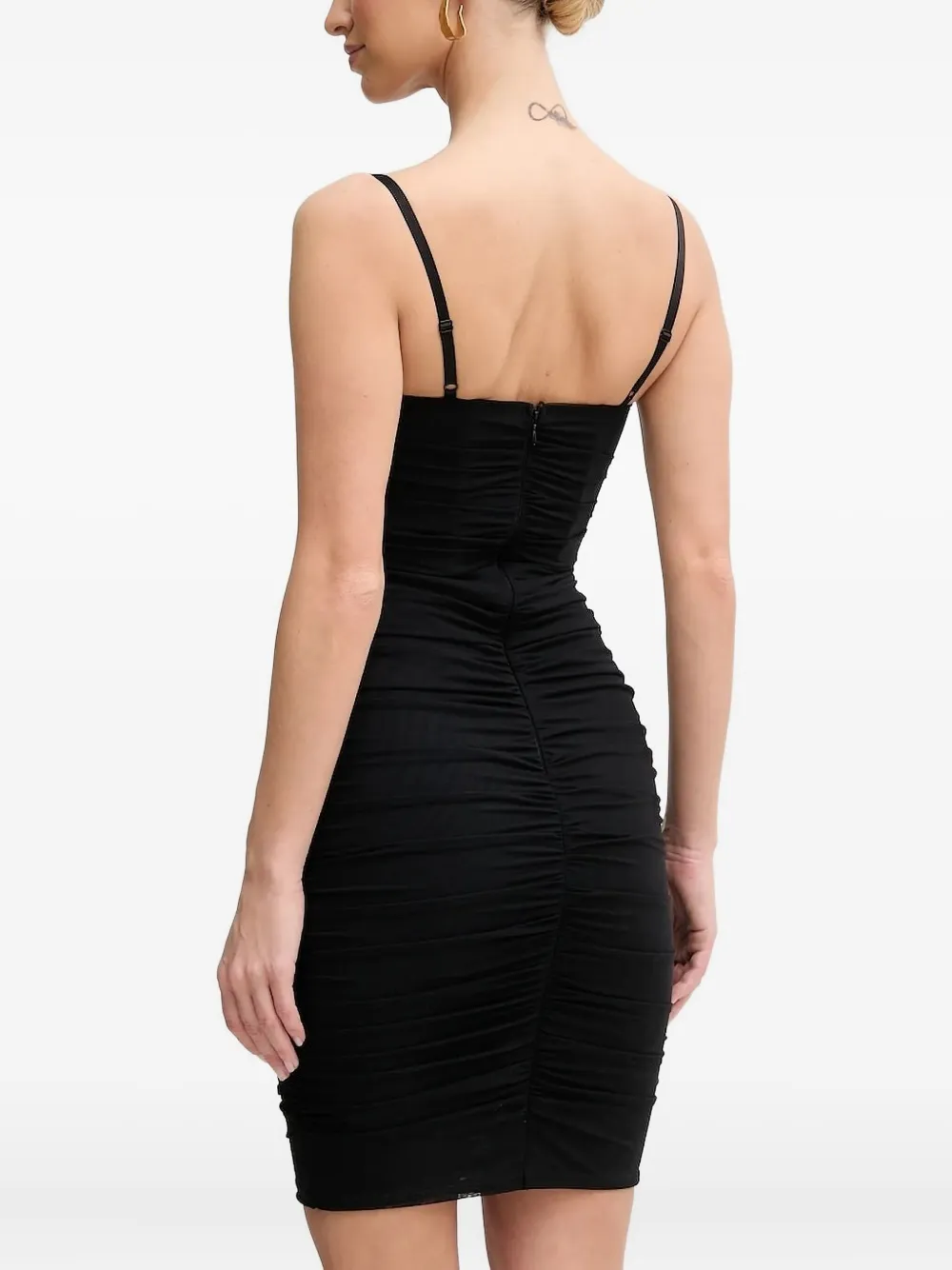 GUESS USA ruched-panel mini dress Zwart