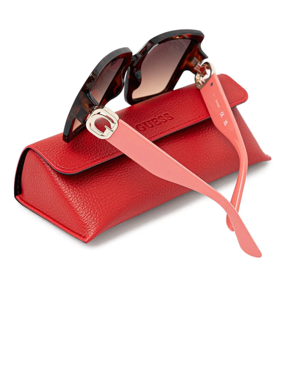 GUESS EYEWEAR Zonnebril met schildpadschild-design en geometrisch montuur Bruin