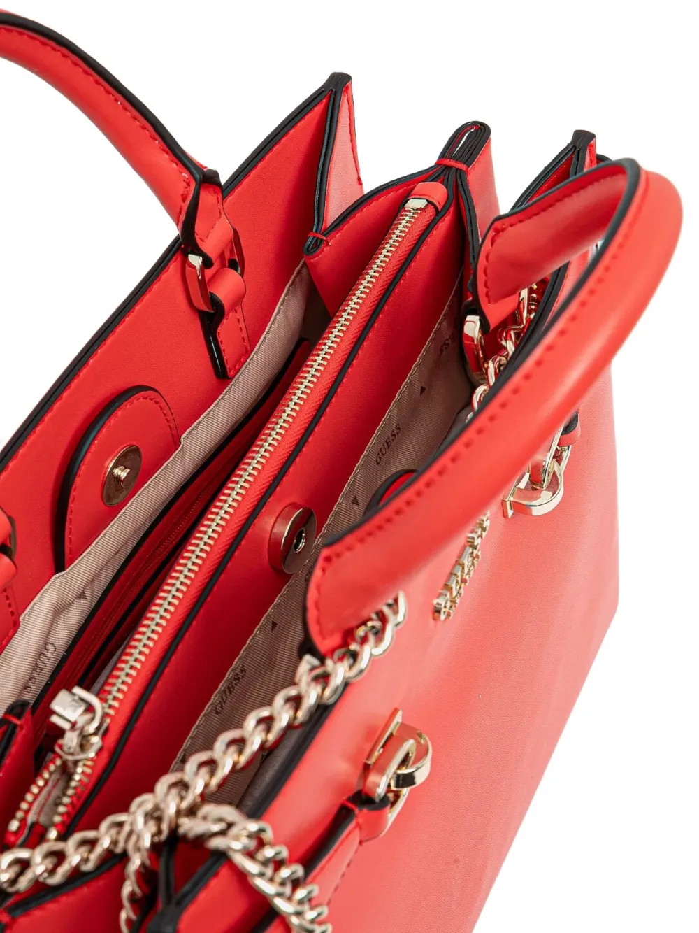 GUESS USA Handtas met kettingbandje en structuur Rood