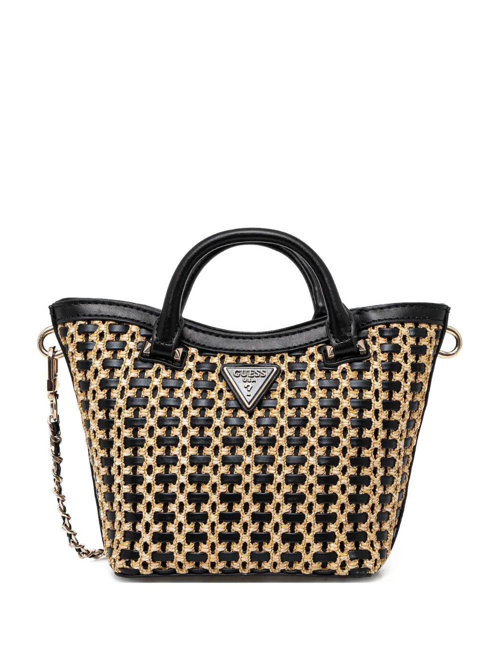 GUESS USA Gevlochten bucket-tas Zwart