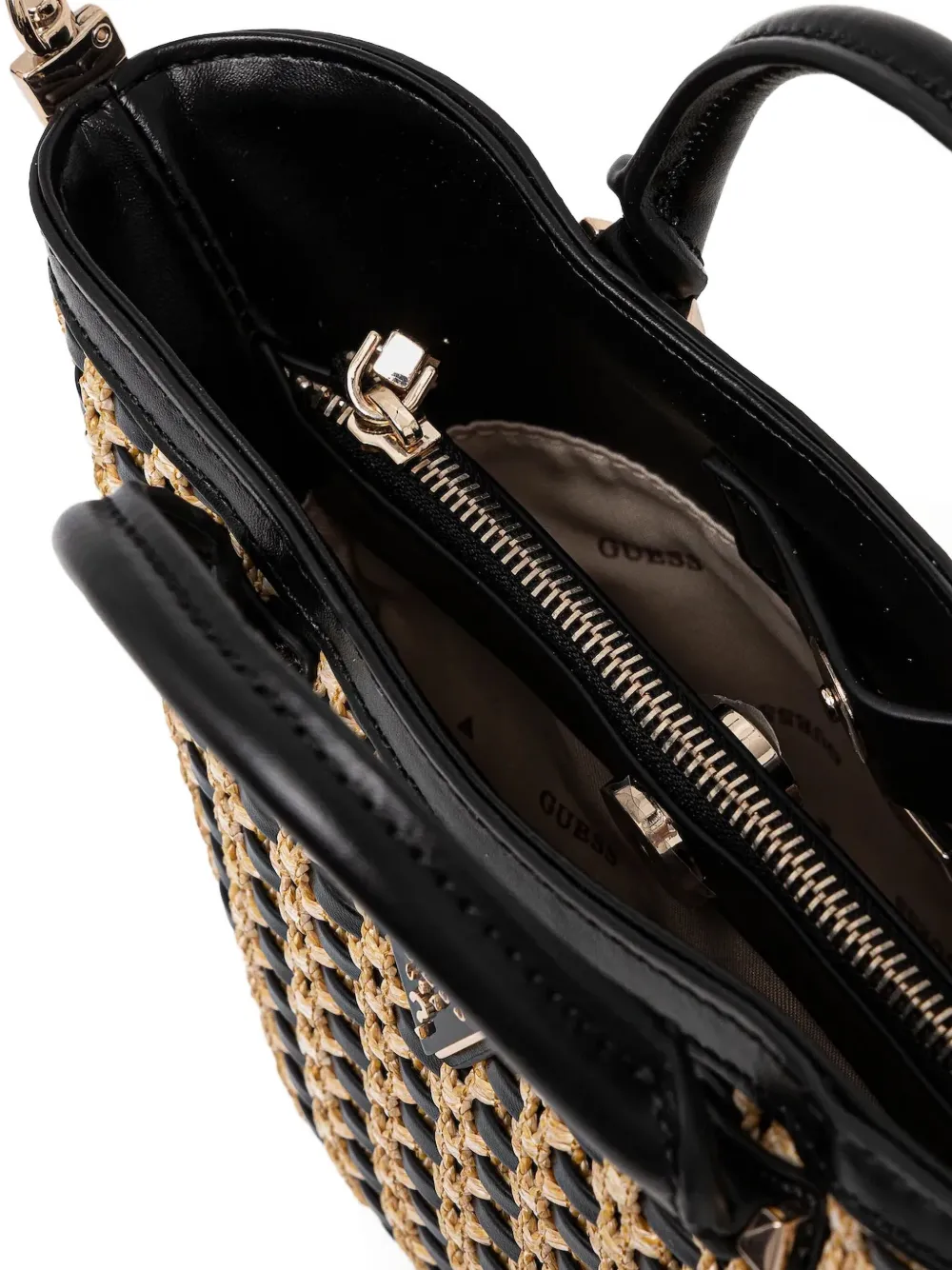 GUESS USA Gevlochten bucket-tas Zwart