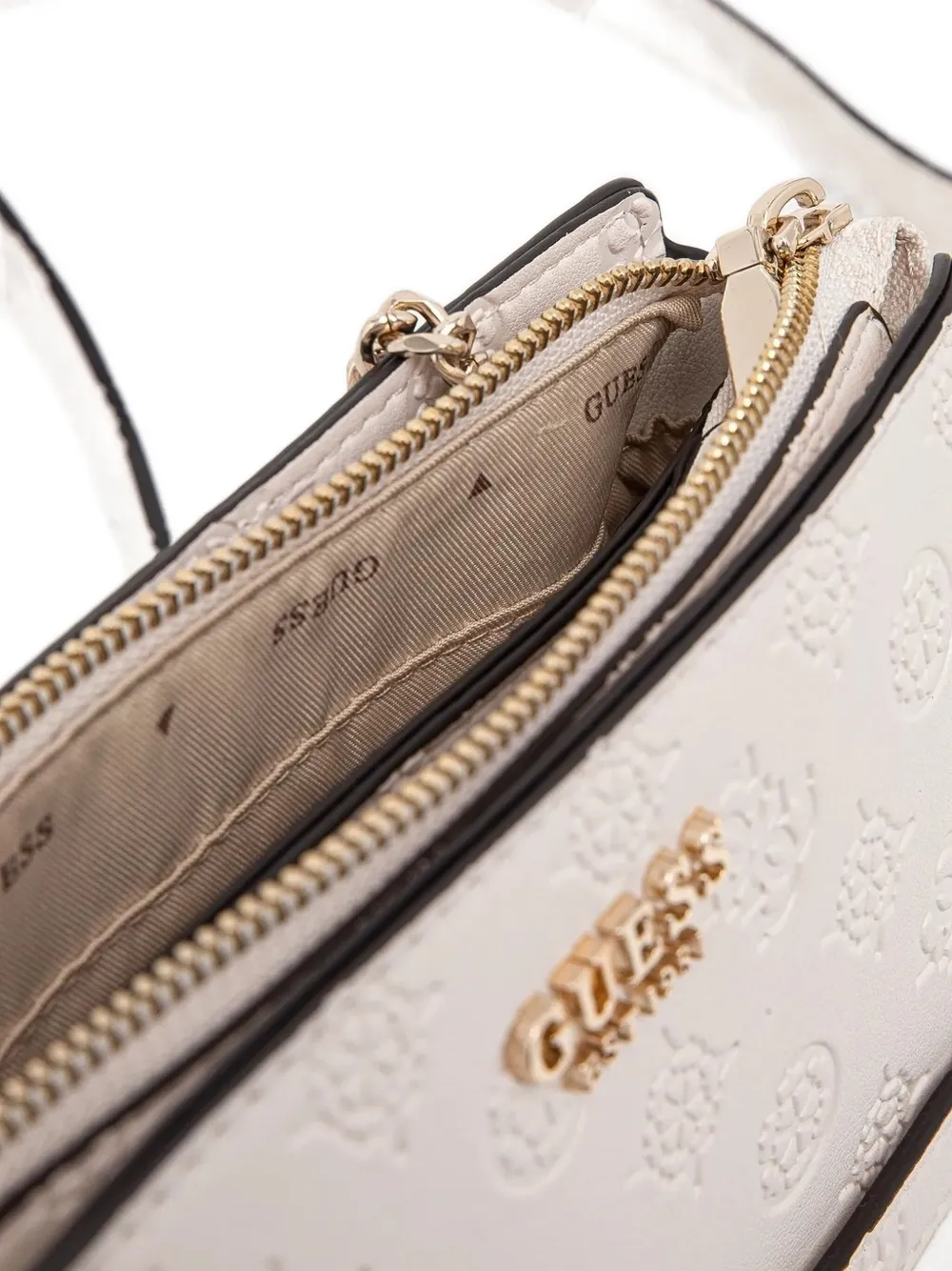 GUESS USA Zarela 4G mini-crossbodytas met logoplakkaat Beige