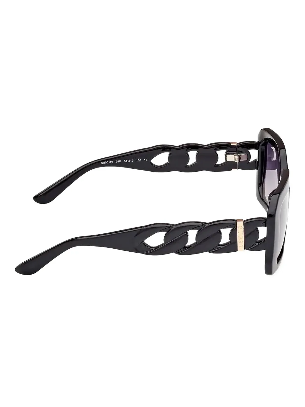 GUESS EYEWEAR Zonnebril met rechthoekig montuur en kabelverbinding Zwart