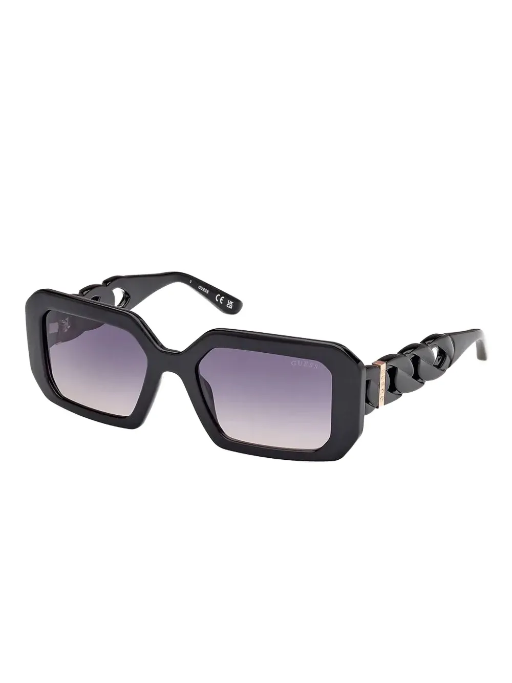 GUESS EYEWEAR Zonnebril met rechthoekig montuur en kabelverbinding - Zwart