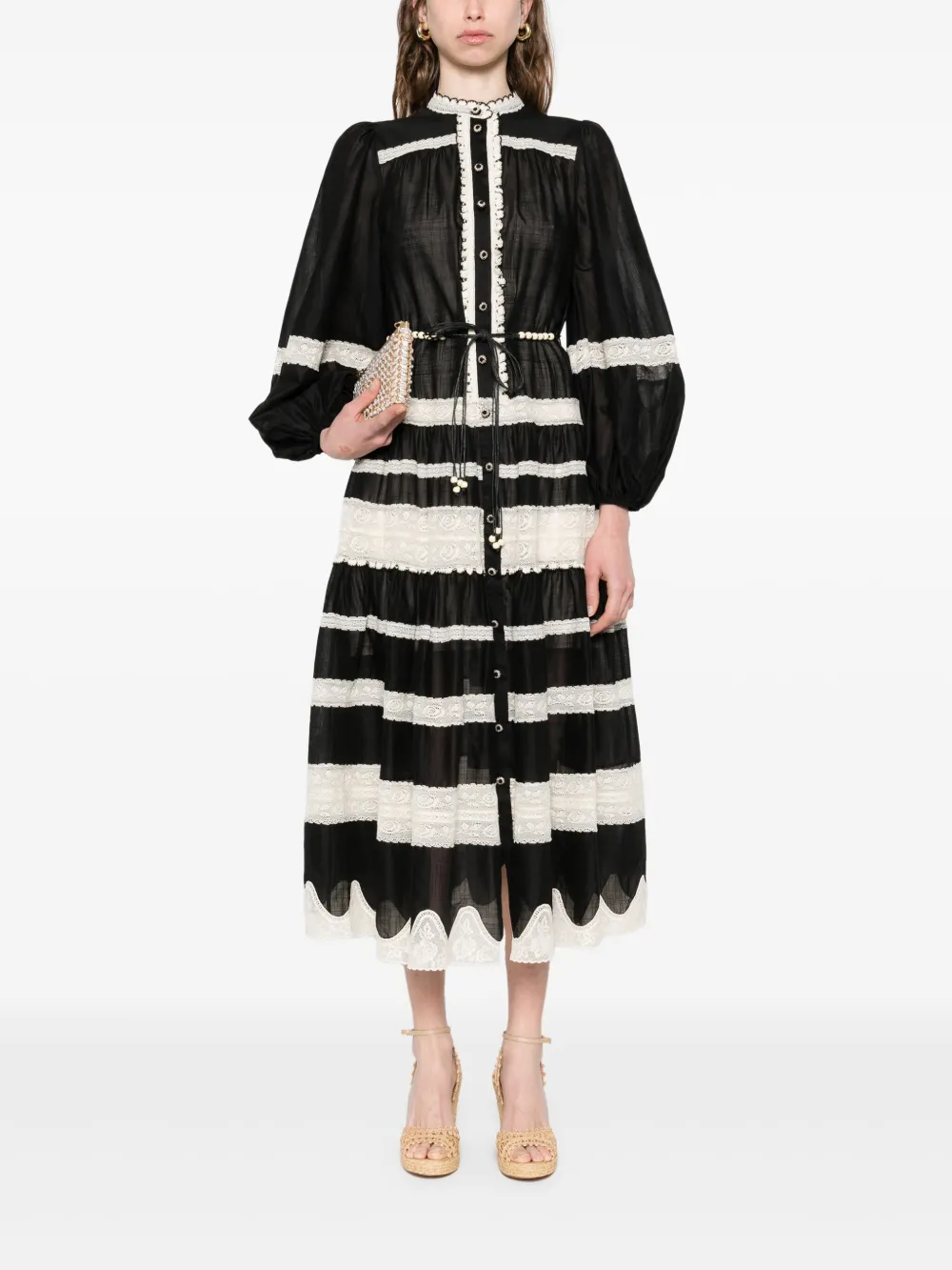 ZIMMERMANN Jurk met pofmouwen - Zwart