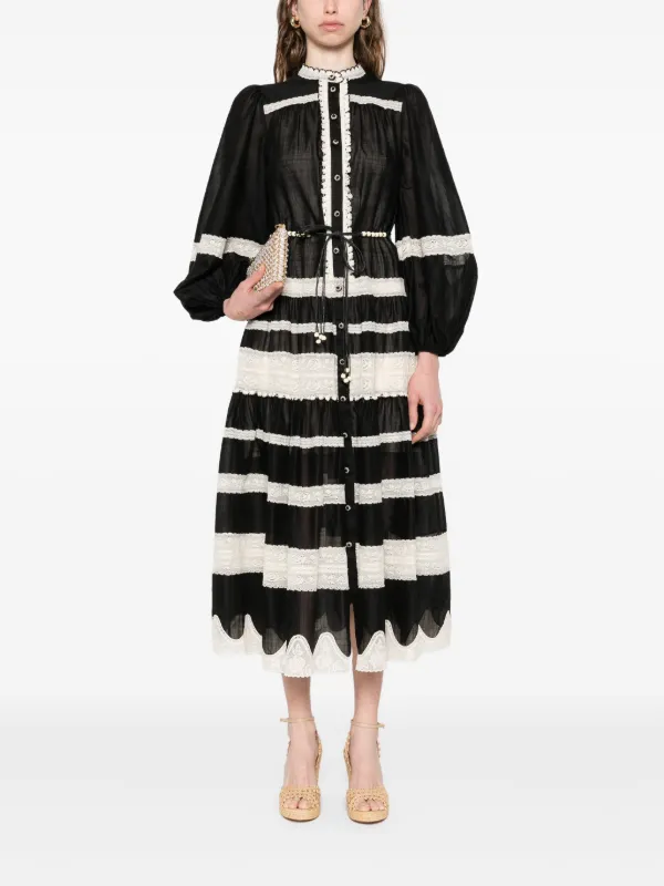 zimmermann black and white striped dress Zimmermann Puff-sleeve Dress