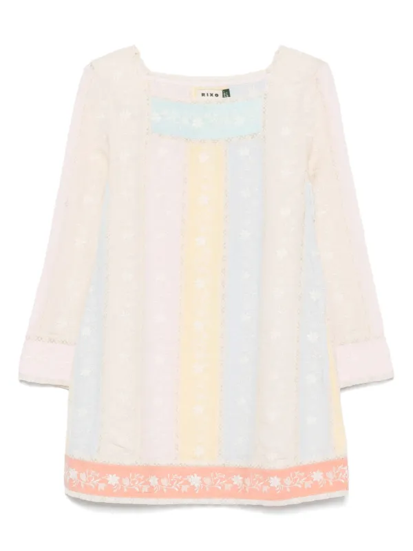 Rixo floral-embroidered Dress | Pink | FARFETCH