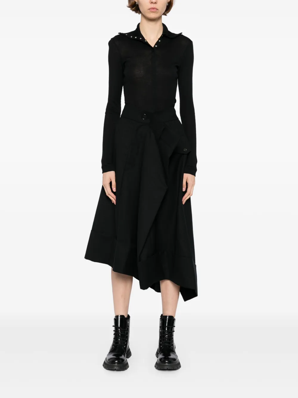 Noir Kei Ninomiya extended waistband skirt - Zwart