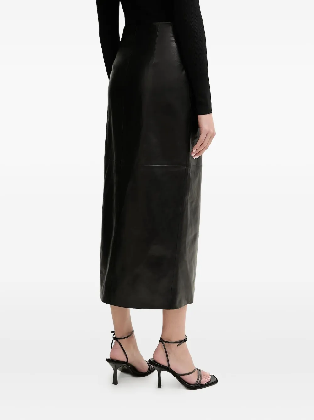 IRO button-front leather midi skirt Zwart