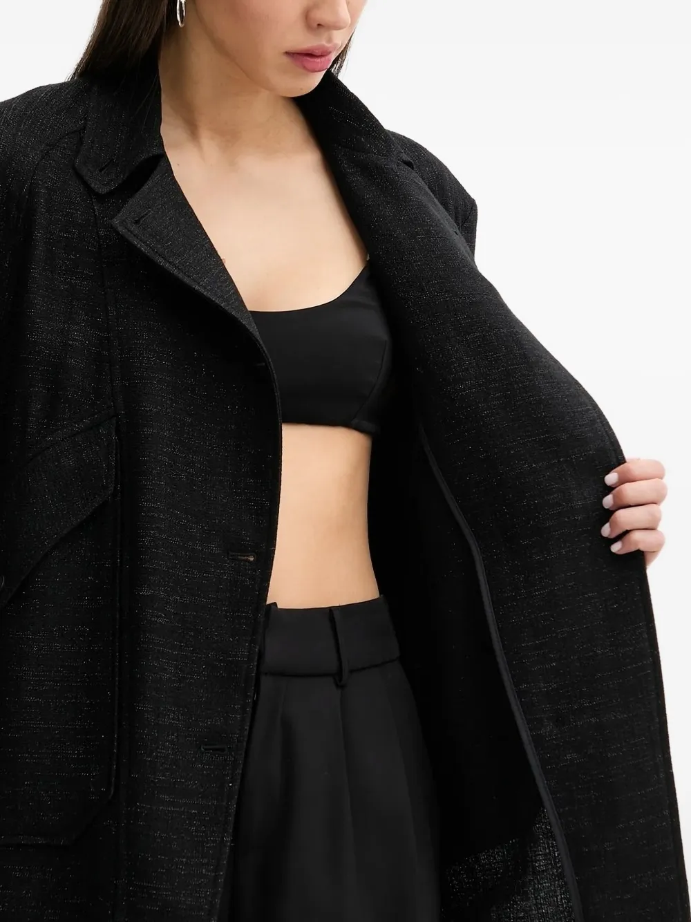 Iro Double-breasted Lurex Overshirt In Black