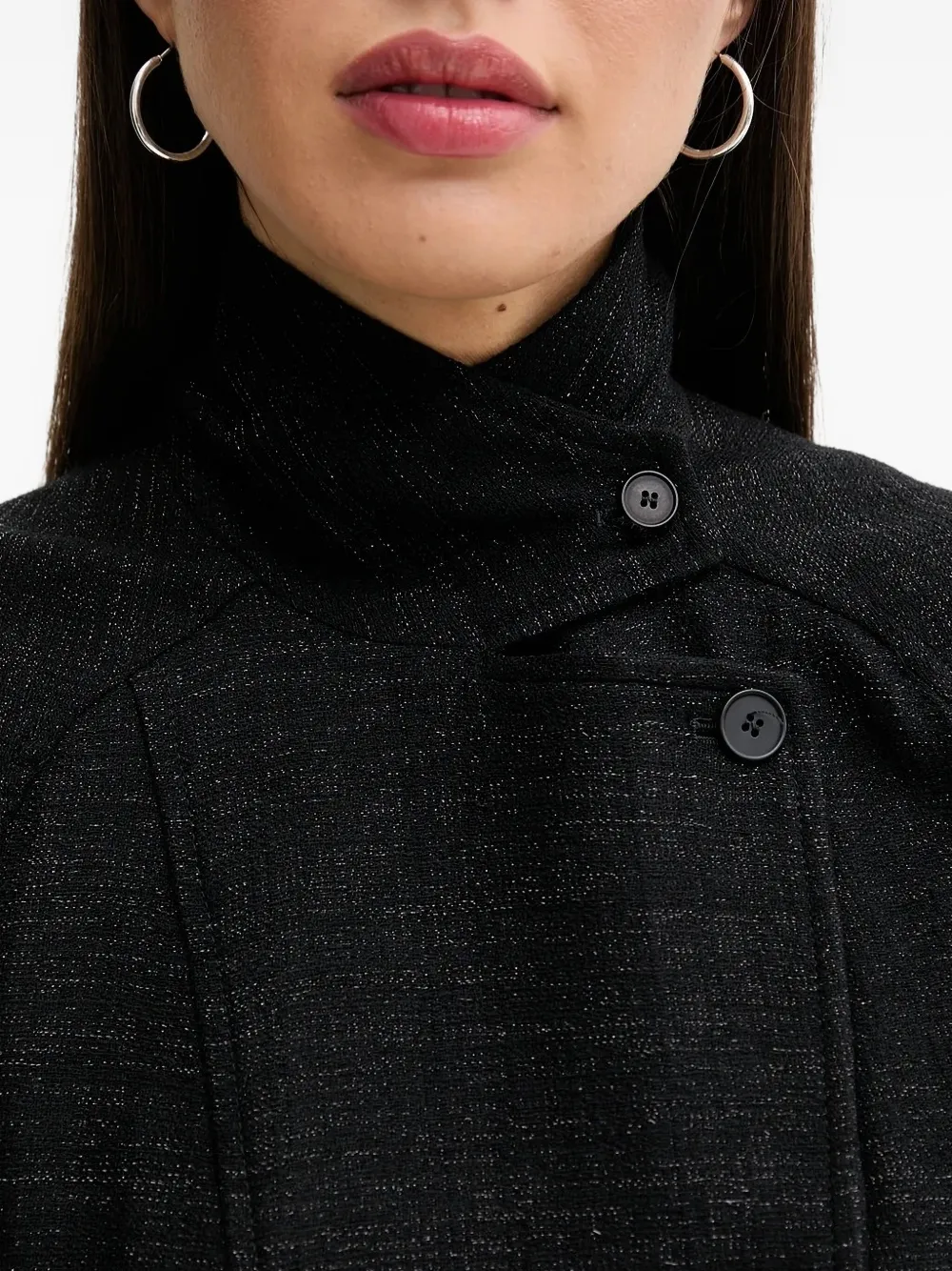 Iro Double-breasted Lurex Overshirt In Black