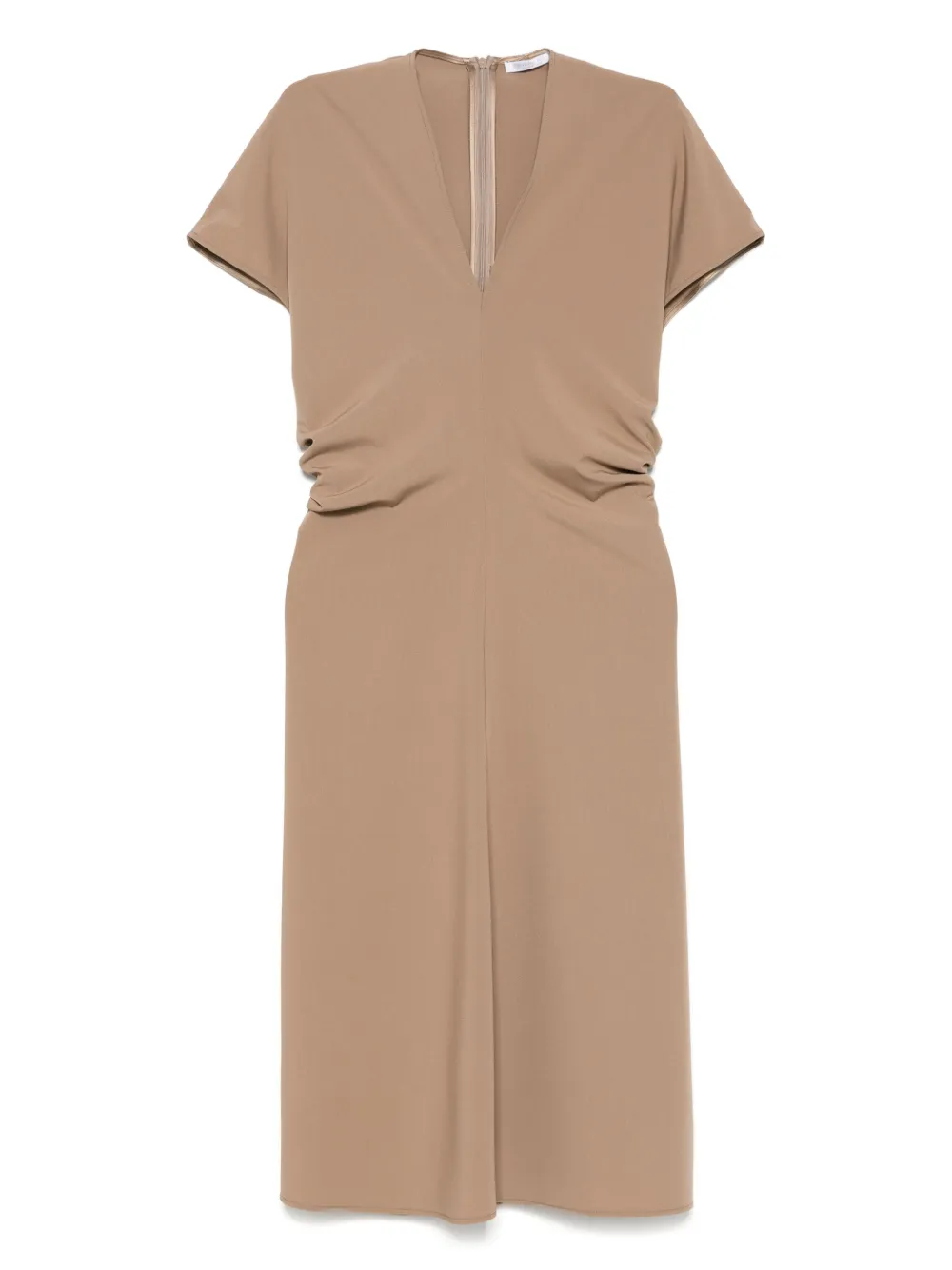 Cenere Ruched-detailed Midi Dress In Neutral
