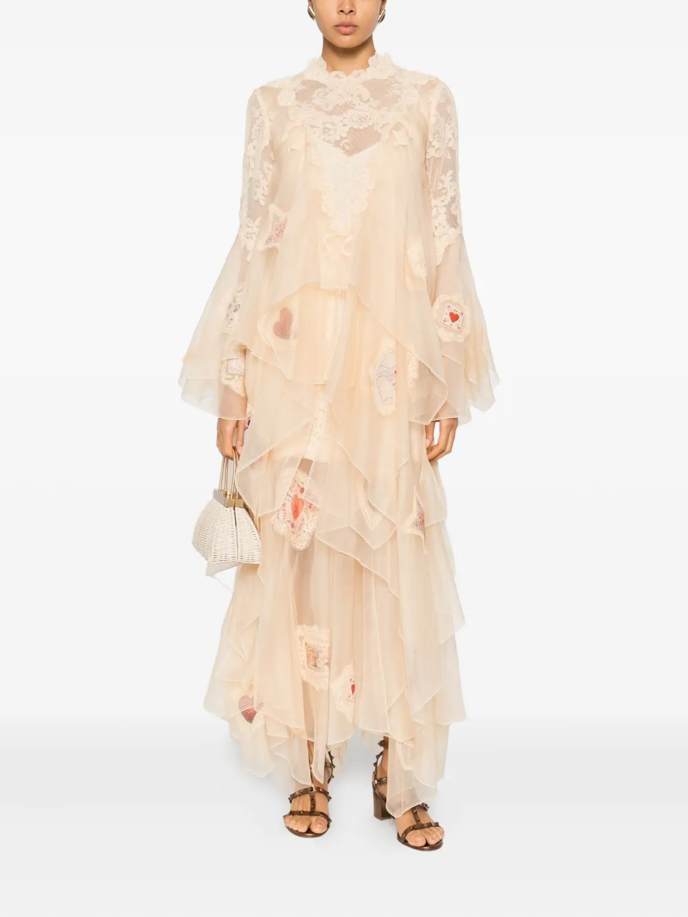 ZIMMERMANN Jurk met kant en ruches - Beige