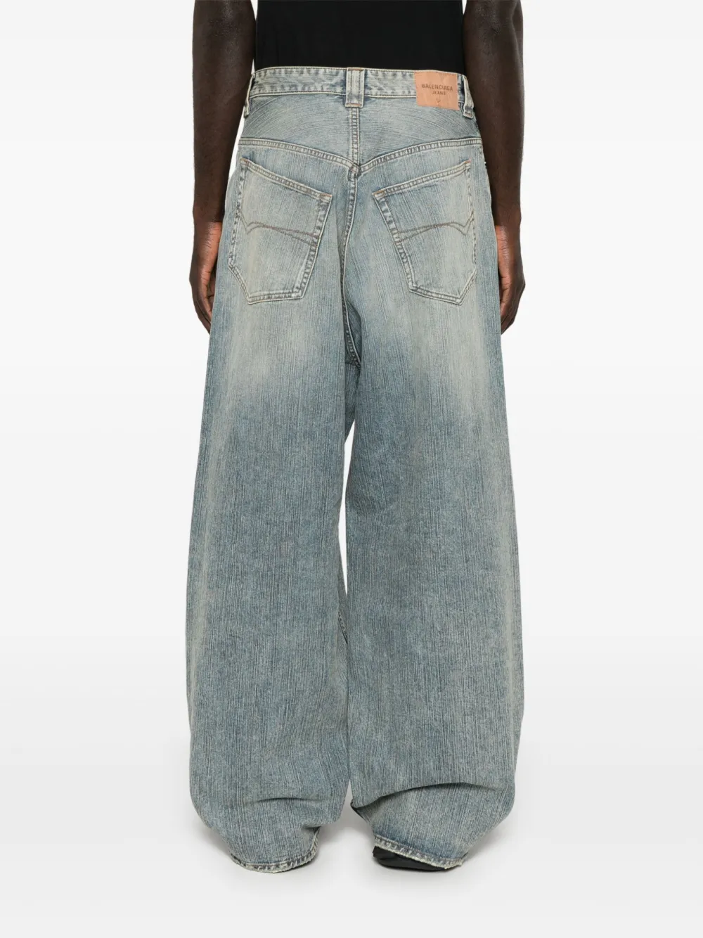 Balenciaga Jeans met geborduurd logo Blauw