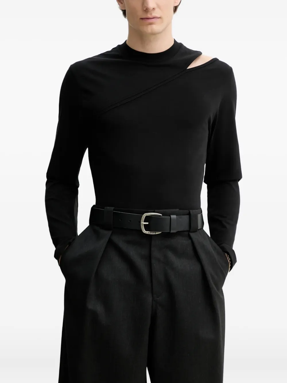 HELIOT EMIL cut-out long-sleeve T-shirt | Black | Image 1