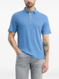 Hackett embroidered-logo linen polo shirt - Blue