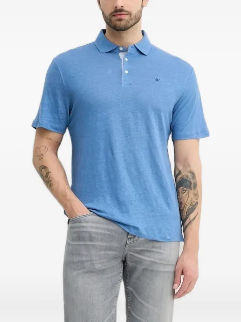 Hackett embroidered-logo linen polo shirt