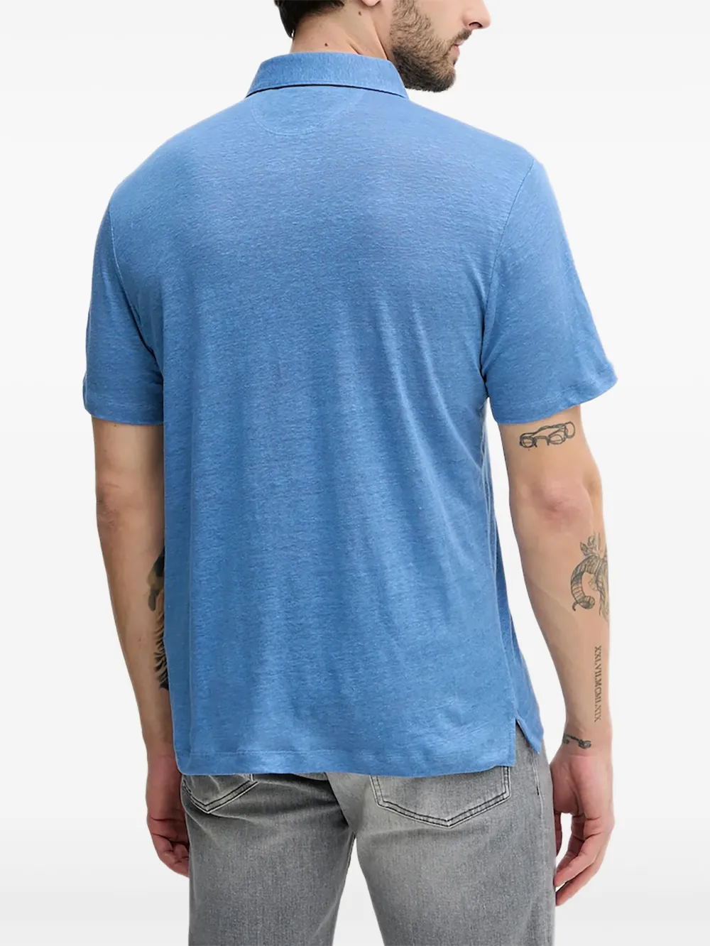 Hackett embroidered-logo linen polo shirt | Image 2