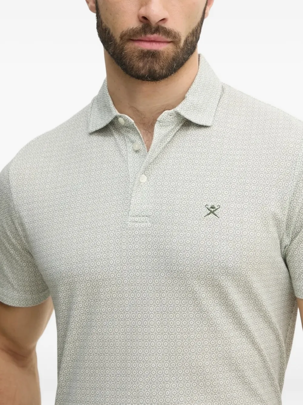 Hackett geometric-pattern polo shirt Grijs