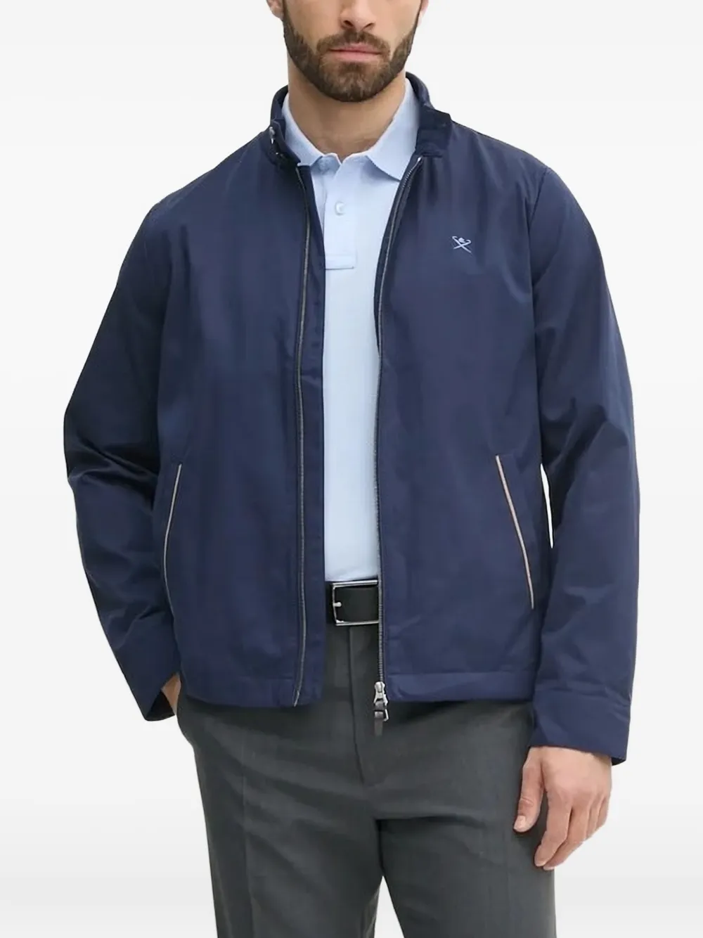 Hackett embroidered-logo bomber jacket Blauw