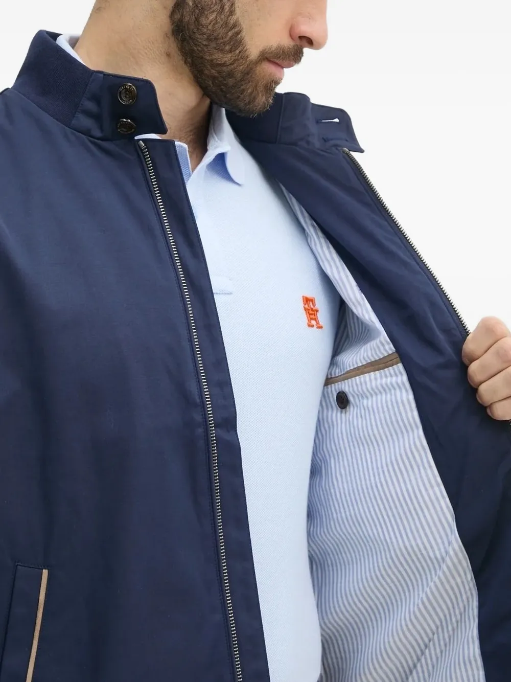 Hackett embroidered-logo bomber jacket Blauw