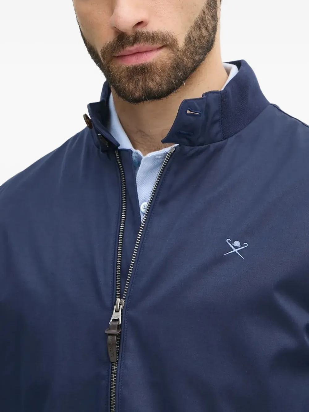 Hackett embroidered-logo bomber jacket Blauw