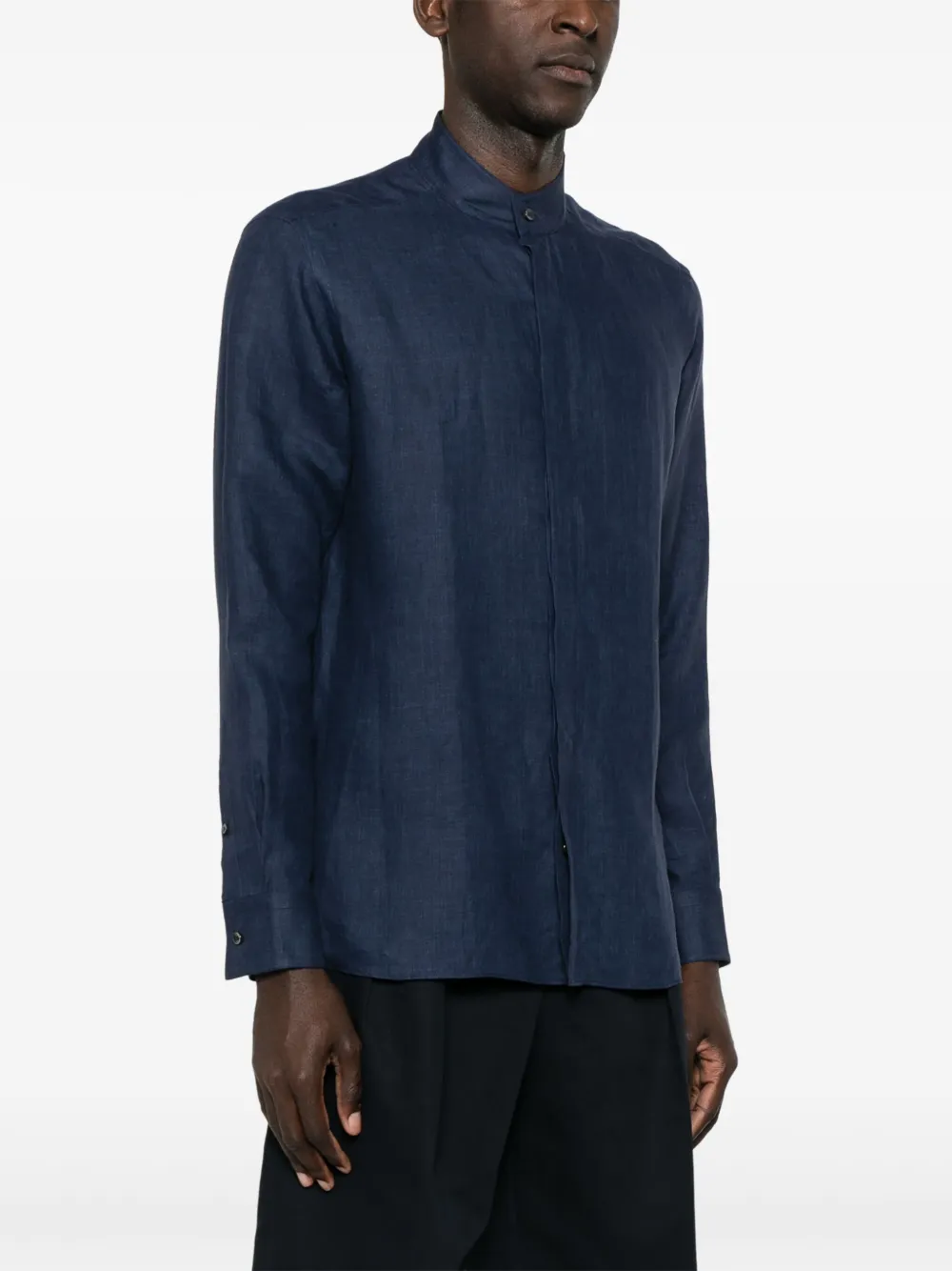 Peuterey Linnen overhemd Blauw