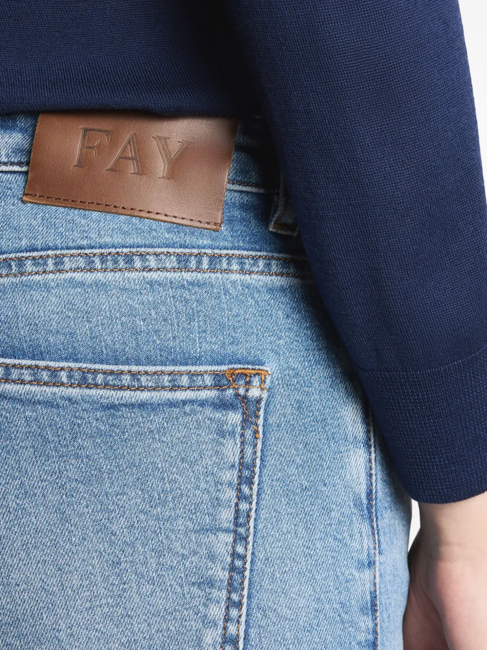 Fay Straight jeans met vervaagd effect Blauw