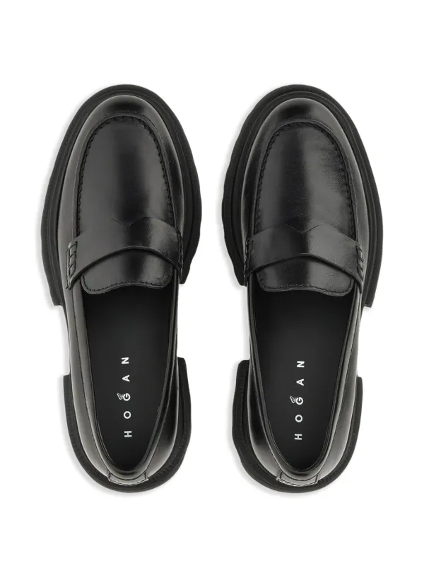 HOGAN ブラックレザー ローファー Hogan レザーローファー | ブラック | FARFETCH JP