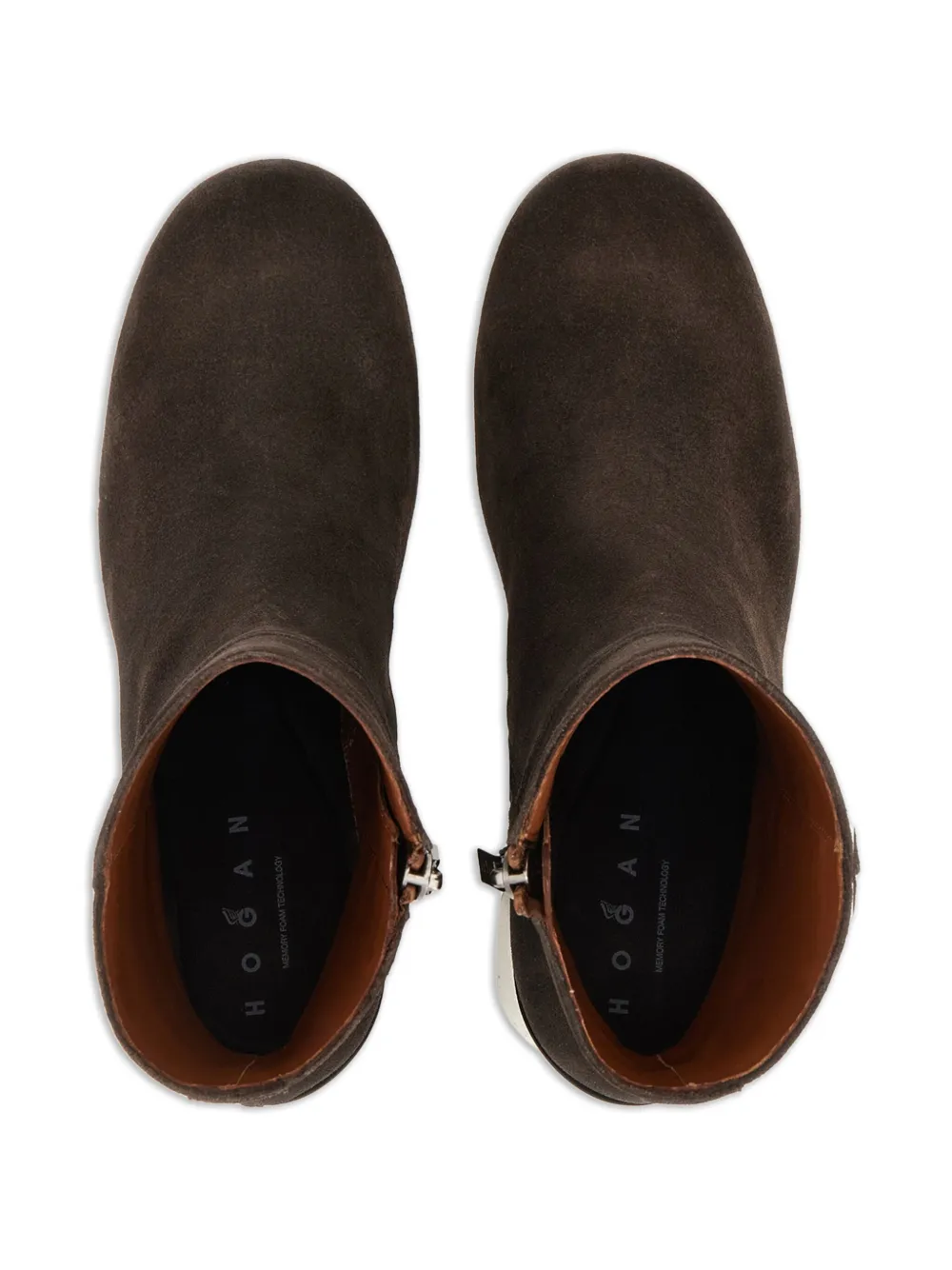 Hogan 90mm Suede Side-zip Boots In Brown