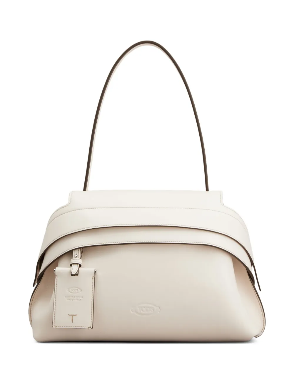 Tod's Flap-detail Leather Shoulder Bag In White